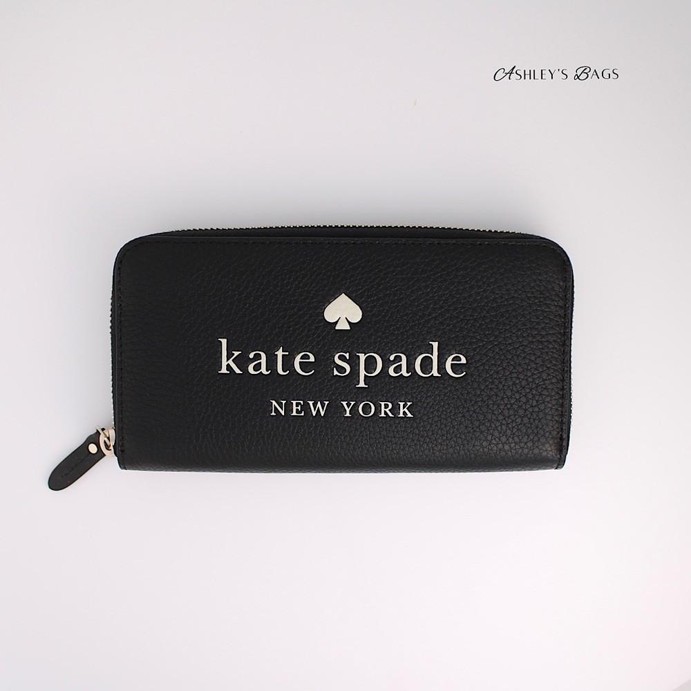Kate Spade Ella Pebbled Leather Large Continental Wallet In Black